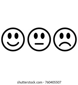 Smileys emoticons icon positive, neutral and negative, different mood. Vector illustration