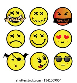smileys emoticons vector set