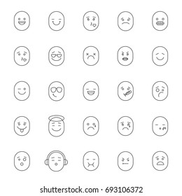 Smileys linear icons set. Emoticons. Thin line contour symbols. Feelings, emotions. Isolated vector outline illustrations. Editable stroke
