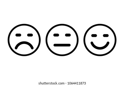 Smileys with rounded rectangle eyes. Emoticons icon negative, neutral and positive, different mood. Vector illustration.