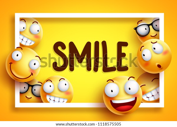 Smileys Vector Background Smile Text Yellow Stock Vector (Royalty Free ...