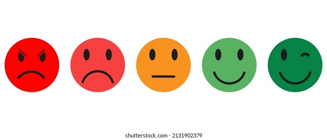 Smilies from red to green. service rating from bad to good from bad to excellent. Vector illustration