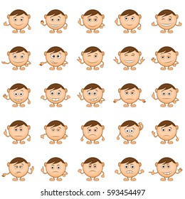 Smilies, set of round black and white characters, symbolising various human emotions. Vector