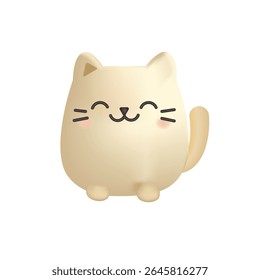 Smiling 3D desenho animado gato com bigodes 