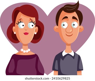 
Smiling Adult Couple Feeling in love Vector Cartoon Illustration. Happy husband and wife starting a romantic relationship
