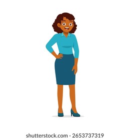 Smiling African American Woman Standing with Hand on Hip in Business Attire Illustration