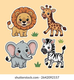 Smiling African Animals for Toddler Wall Art
