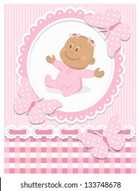 Smiling African baby girl in a pink frame