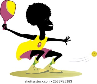 Smiling African man playing pickleball.
Smiling young African man plays pickleball.. White background
