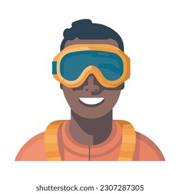 smiling afro adult scuba diving isolated