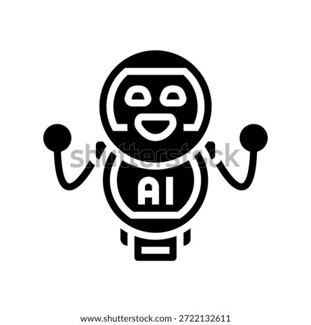 smiling ai assistant robot glyph icon vector. smiling ai assistant robot sign. isolated symbol illustration