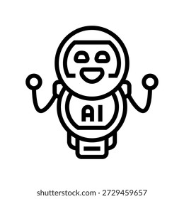 smiling ai assistant robot line icon vector. smiling ai assistant robot sign. isolated contour symbol black illustration