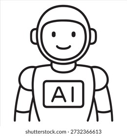Ilustración sonriente del arte de la línea del robot de la IA