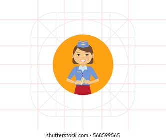 Smiling air hostess holding tickets