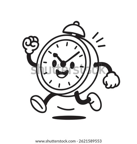 smiling alarm clock cartoon outline-vector happy