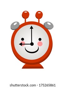  Smiling alarm clock on a light background for your design