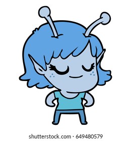 smiling alien girl cartoon