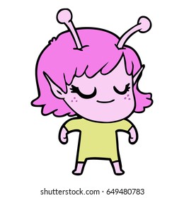 smiling alien girl cartoon