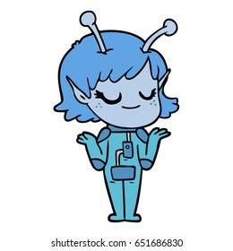 caricatura de una chica alienígena sonriente