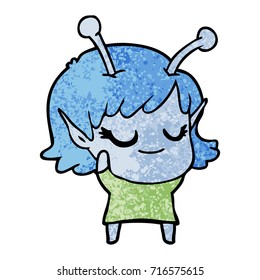 caricatura de una chica alienígena sonriente
