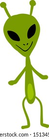 Smiling alien, illustration, vector on white background.