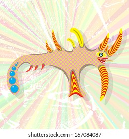smiling amoeba monster with eye and tongue