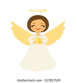 Smiling angel holding a star