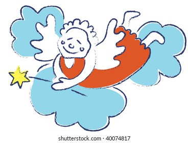 Smiling angel with yellow star