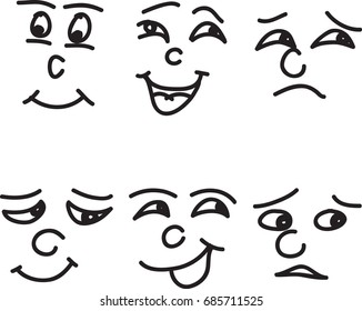 Doodle Illustration Child Expressions Cartoon Style Stock Vector ...