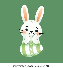  Smiling animated bunny with Easter egg