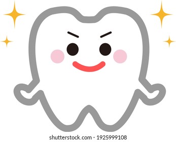 Smiling animated cartoon teeth characters.