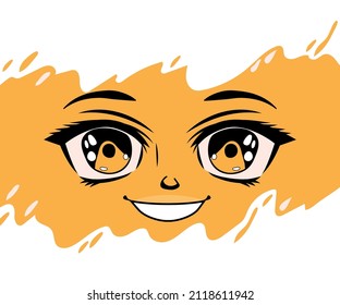 smiling anime face with orange
