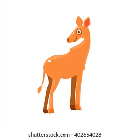 Ilustración Del Vector Plano Antelópico Sonriente En Estilo De Caricatura Primitiva Aislado En Fondo Blanco
