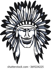 Smiling Apache. Native American Head. Indian.