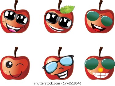 Smiling Apple Cartoon Mascot Character. Vector Illustration