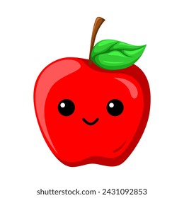 Vector de personaje de manzana sonriente aislado sobre fondo blanco