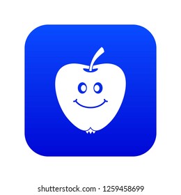 Smiling apple icon digital blue for any design isolated on white vector illustration