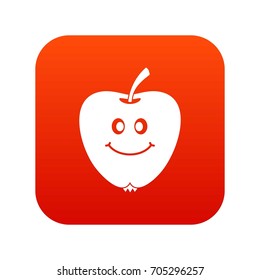 Smiling apple icon digital red for any design isolated on white vector illustration