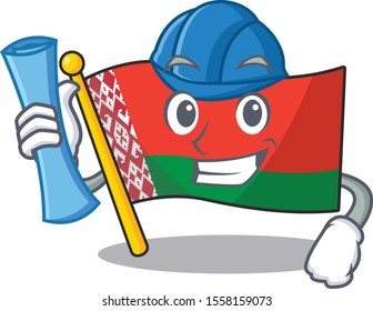 Smiling architect flag belarus cartoon character style