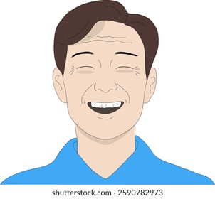 Smiling Asian man in his 50s facial wrinkles