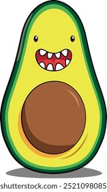 Smiling avocado. Collection of avocados depicting actions or activities of daily life, vector illustration.