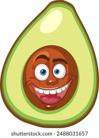 Smiling avocado with expressive face and seed