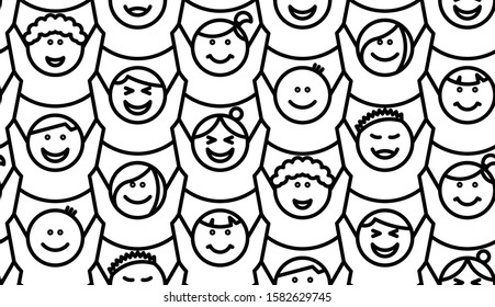 Smiling babies with hands up - continuous pattern, perfectly repeatable.