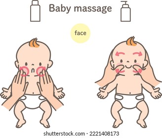 Smiling baby being massaged stock illustration set