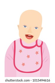 Smiling baby girl with apron, vector