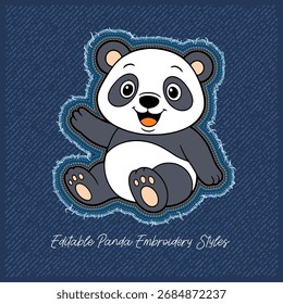 Smiling Baby Panda Embroidered Vector for Kids Design,vector illustration