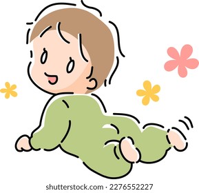 Smiling baby turning around during tummy time