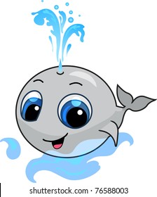 Smiling baby whale cartoon illustration