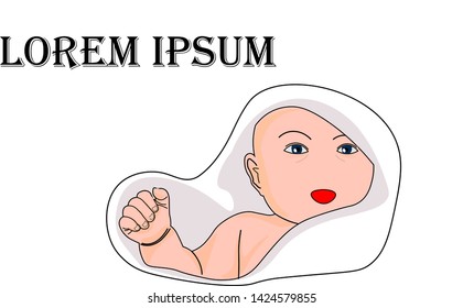 smiling baby in a white towel  illustration.