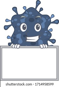 Smiling bacteria neisseria cartoon design style has a board